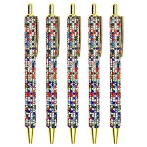 🟢 5️⃣ Pack Bling Rhinestone Multi-Color Ballpoint Pens with Case